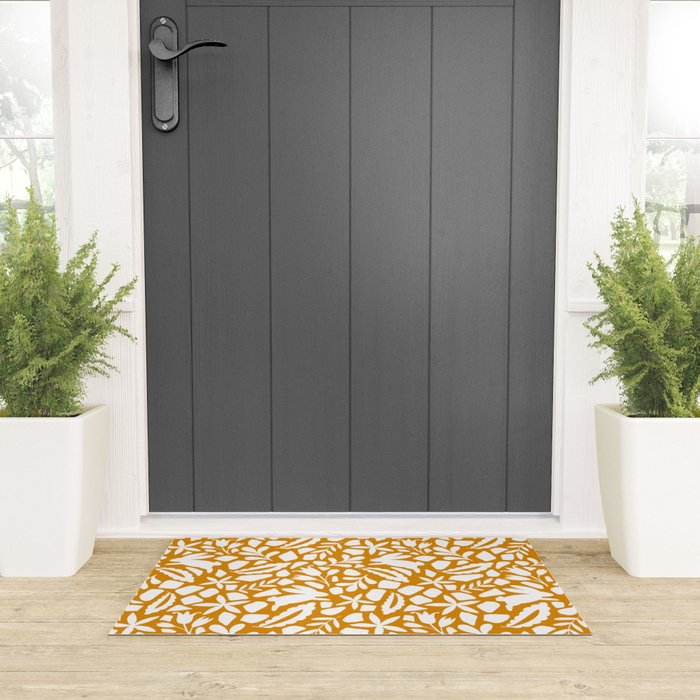 Folk Art Bunnies - Ochre and white Welcome Mat Gallery Image 3