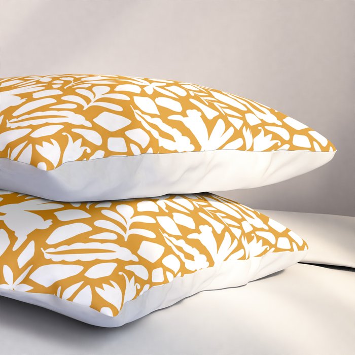 Folk Art Bunnies - Ochre and white Pillow Sham Gallery Image 3
