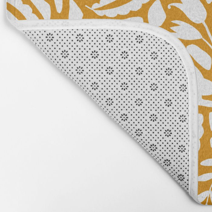 Folk Art Bunnies - Ochre and white Bath Mat Gallery Image 2