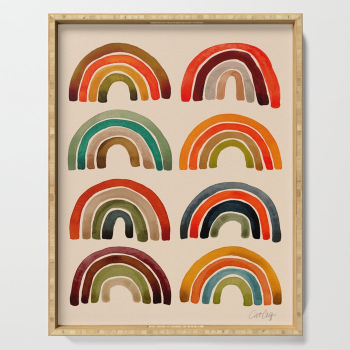 Rainbow Watercolor - Retro Palette Serving Tray Gallery Image 1