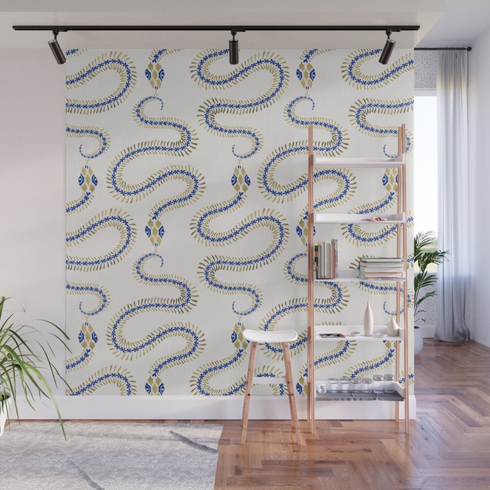 Snake Skeleton - Navy & Gold Palette Wall Mural Gallery Image 1