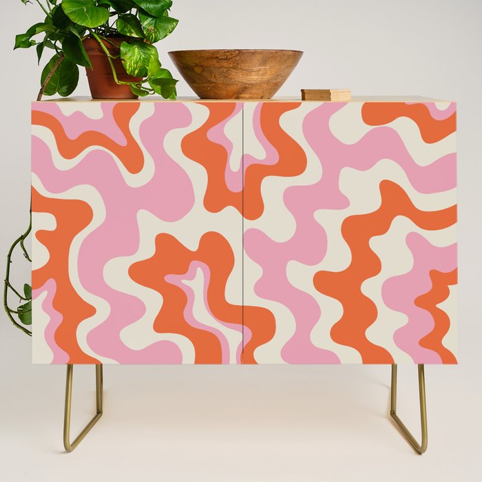 Pink and orange retro style liquid swirls Credenza Gallery Image 1