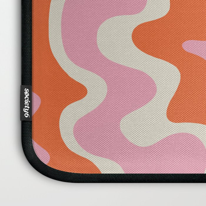 Pink and orange retro style liquid swirls Laptop Sleeve Gallery Image 3