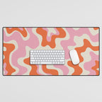Pink and orange retro style liquid swirls Desk Mat Gallery Image 1