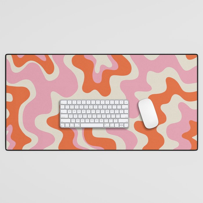 Pink and orange retro style liquid swirls Desk Mat Gallery Image 1