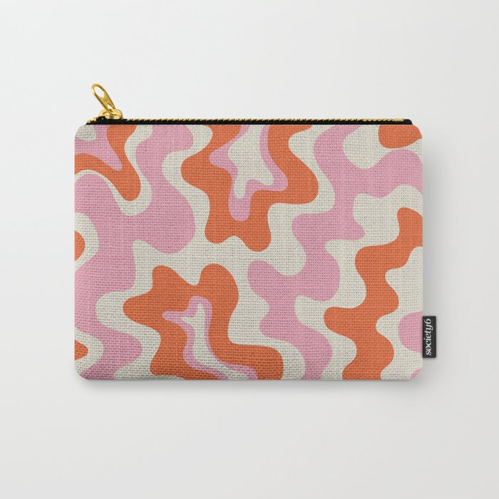 Pink and orange retro style liquid swirls Carry All Pouch Gallery Image 1
