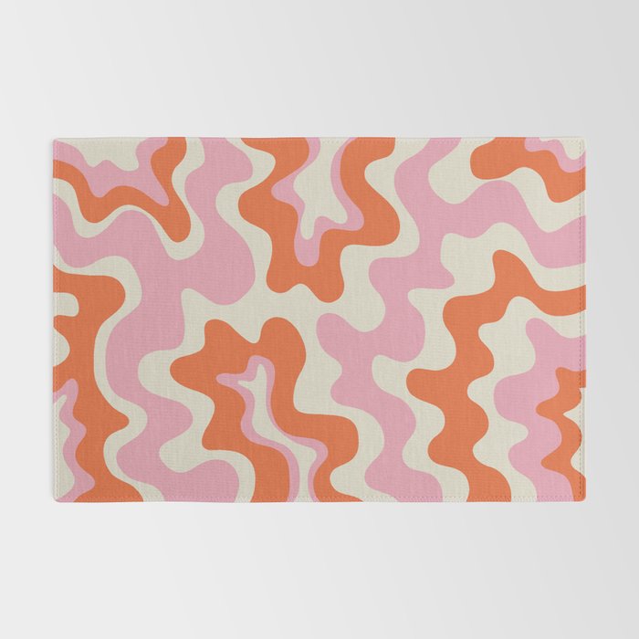 Pink and orange retro style liquid swirls Rug Gallery Image 2