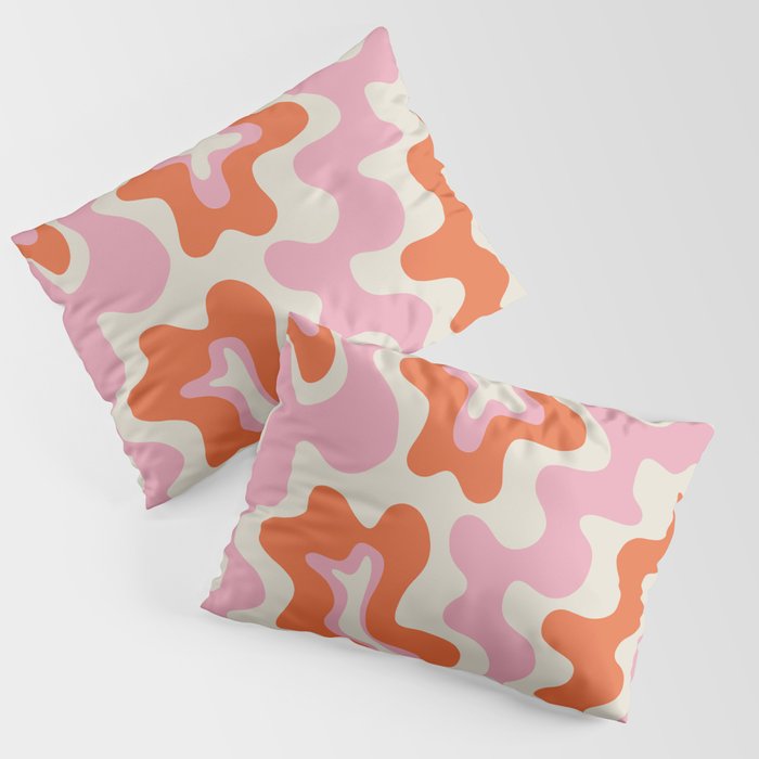 Pink and orange retro style liquid swirls Pillow Sham Gallery Image 3