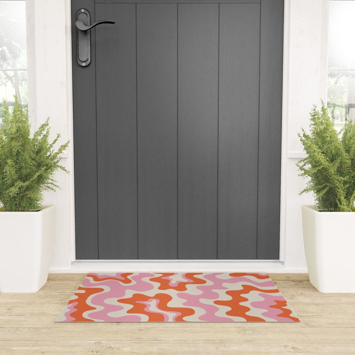 Pink and orange retro style liquid swirls Welcome Mat Gallery Image 3