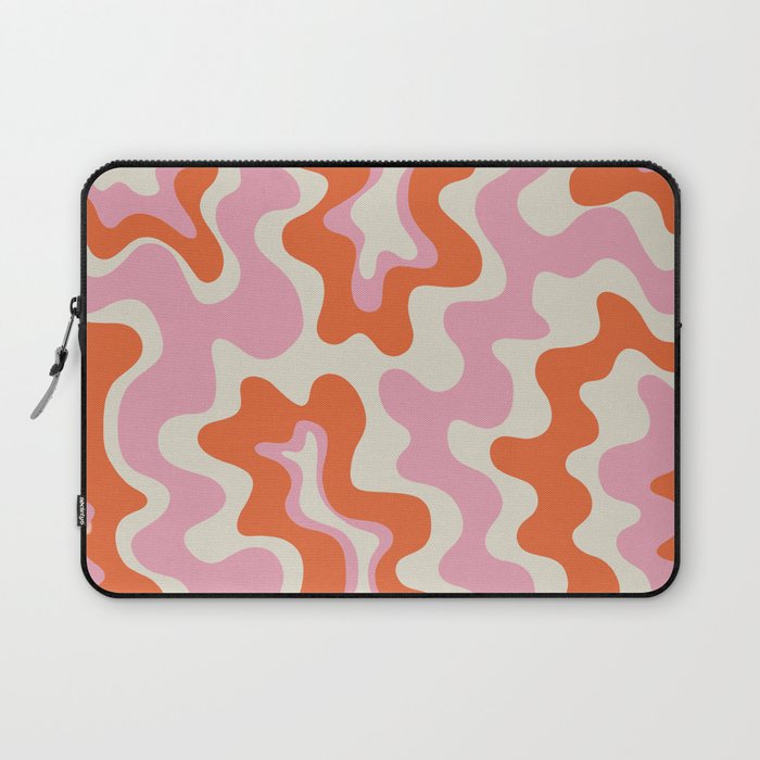Pink and orange retro style liquid swirls Laptop Sleeve Gallery Image 1