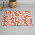 Pink and orange retro style liquid swirls Rug Gallery Image 1