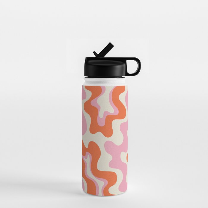 Pink and orange retro style liquid swirls Water Bottle Gallery Image 1