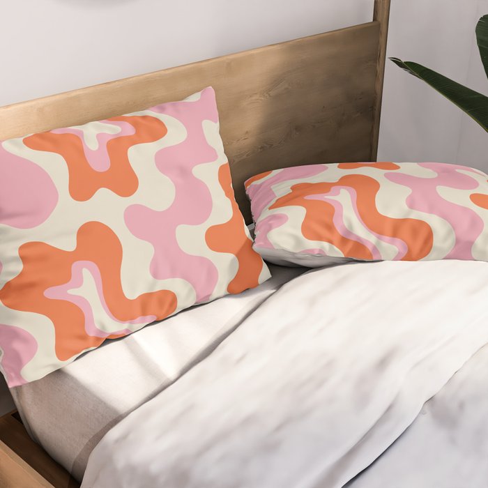 Pink and orange retro style liquid swirls Pillow Sham Gallery Image 2