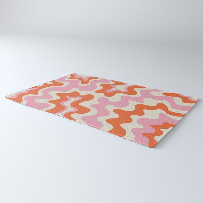 Pink and orange retro style liquid swirls Rug Gallery Image 3
