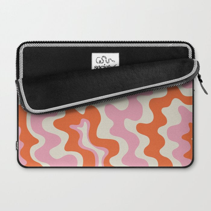 Pink and orange retro style liquid swirls Laptop Sleeve Gallery Image 2