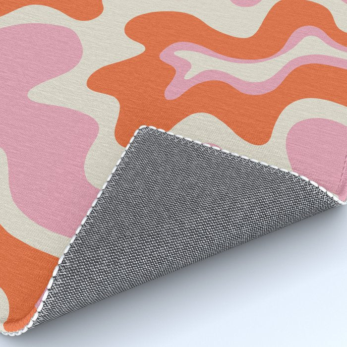 Pink and orange retro style liquid swirls Rug Gallery Image 4