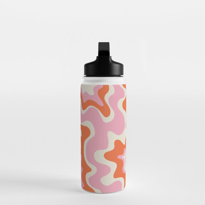 Pink and orange retro style liquid swirls Water Bottle Gallery Image 3