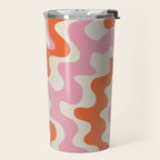 Pink and orange retro style liquid swirls Travel Mug Gallery Image 2