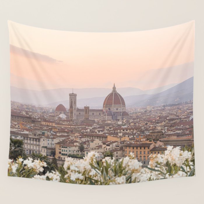 Sunset In Florence, Tuscany Photo | Il Duomo Cathedral In Soft Pastel Colors Art Print | Italy Travel Photography Wall Tapestry Gallery Image 1