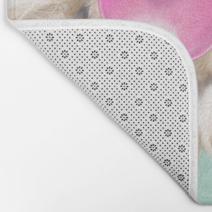 Bubblegum Sneaky Llama in Green Bath Mat Gallery Image 2
