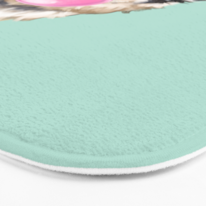 Bubblegum Sneaky Llama in Green Bath Mat Gallery Image 3
