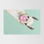 Bubblegum Sneaky Llama in Green Rug Gallery Image 2