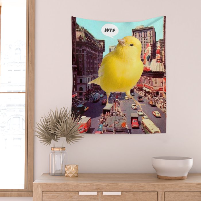 Canary in the City Wall Tapestry Gallery Image 2