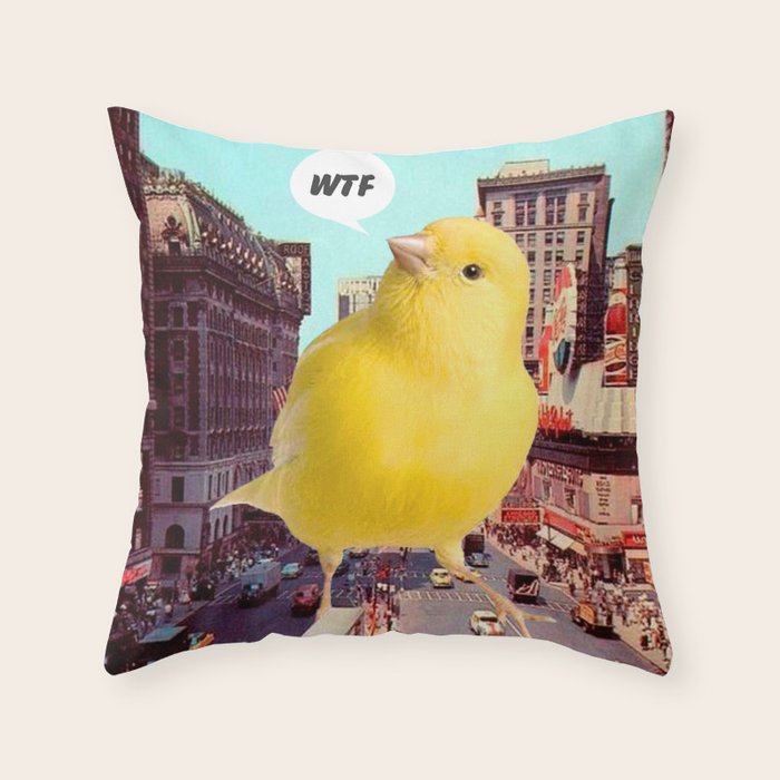 Canary in the City Throw Pillow Gallery Image 1