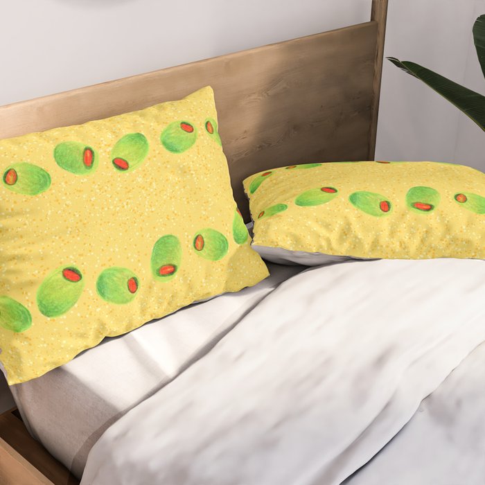 Olive Snack in Green & Yellow Pillow Sham Gallery Image 2