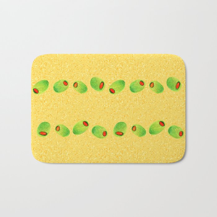 Olive Snack in Green & Yellow Bath Mat Gallery Image 1