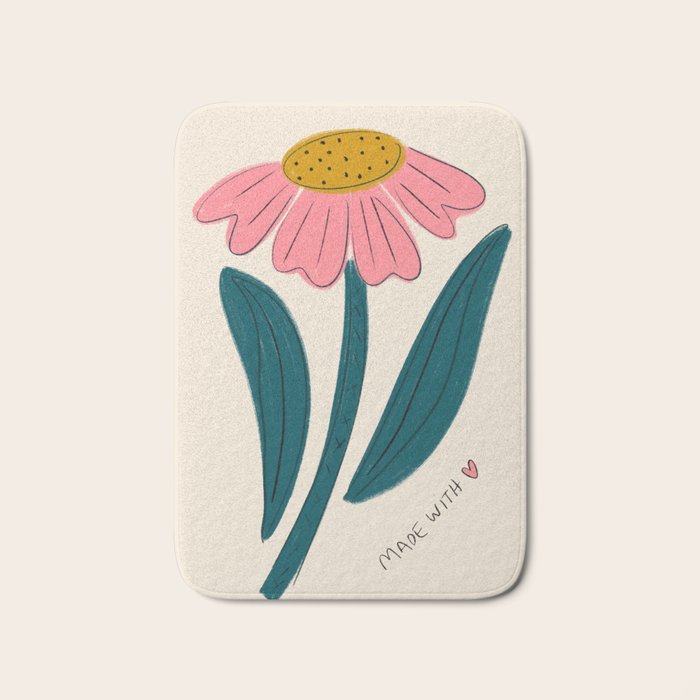 Made with Love - Textured Flower  Bath Mat Gallery Image 1