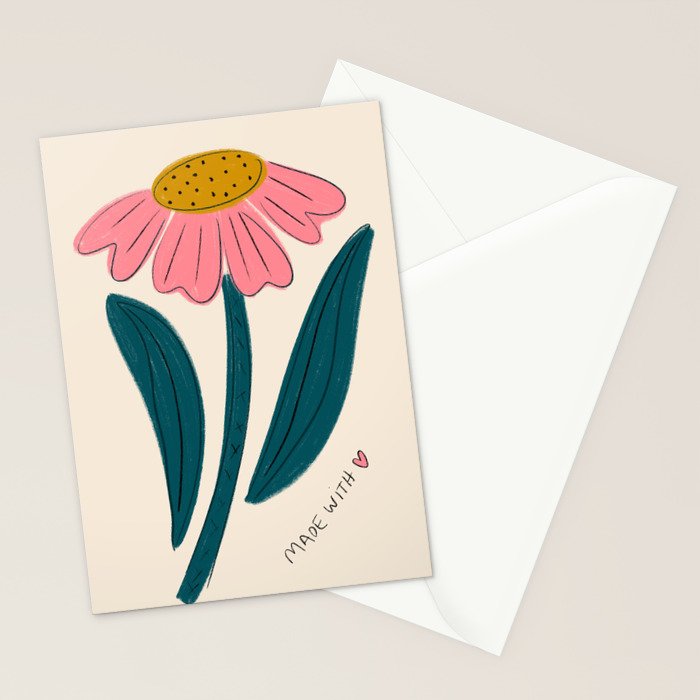 Made with Love - Textured Flower  Stationery Card Gallery Image 2