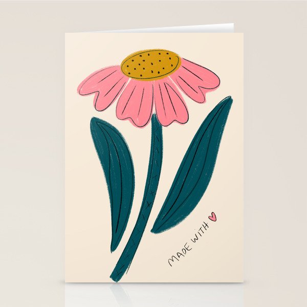Made with Love - Textured Flower  Stationery Card Gallery Image 1