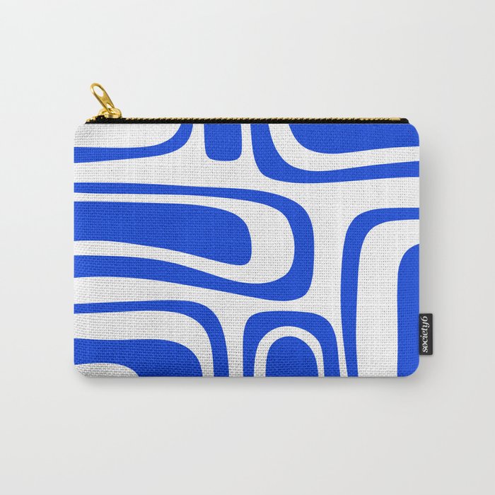 Palm Springs Mid-Century Modern Abstract Minimalist Pattern Royal Blue and White Carry All Pouch Gallery Image 1