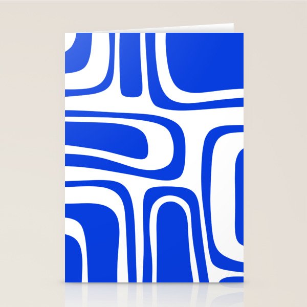 Palm Springs Mid-Century Modern Abstract Minimalist Pattern Royal Blue and White Stationery Card Gallery Image 1