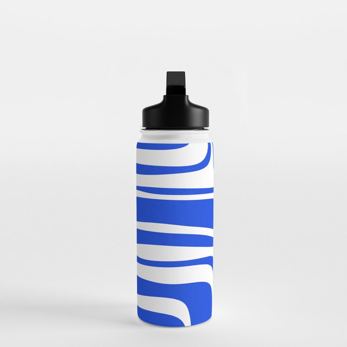 Palm Springs Mid-Century Modern Abstract Minimalist Pattern Royal Blue and White Water Bottle Gallery Image 3