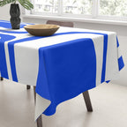 Palm Springs Mid-Century Modern Abstract Minimalist Pattern Royal Blue and White Tablecloth Gallery Image 3