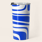 Palm Springs Mid-Century Modern Abstract Minimalist Pattern Royal Blue and White Travel Mug Gallery Image 3