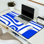Palm Springs Mid-Century Modern Abstract Minimalist Pattern Royal Blue and White Desk Mat Gallery Image 2