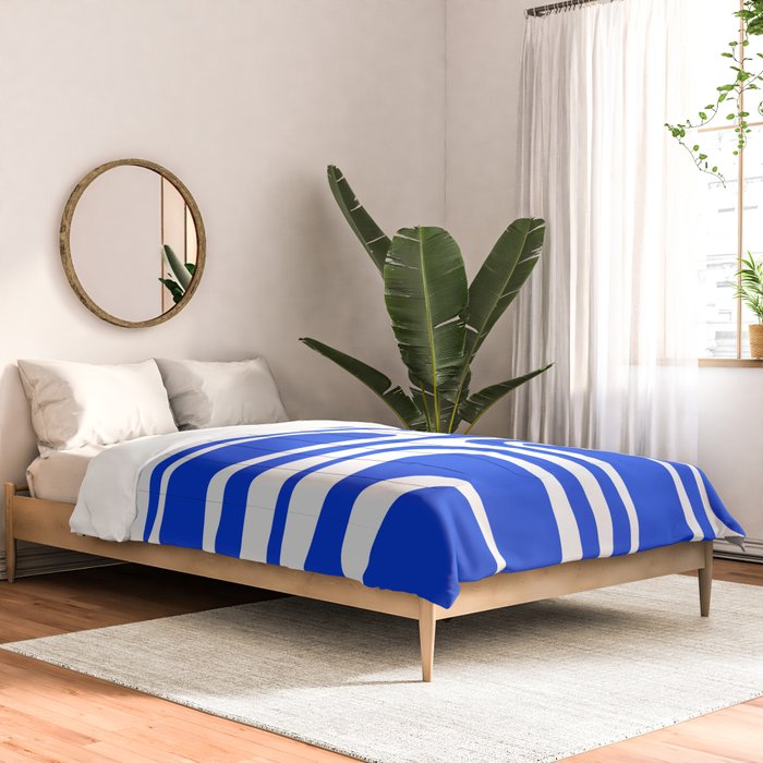 Palm Springs Mid-Century Modern Abstract Minimalist Pattern Royal Blue and White Comforter Gallery Image 2
