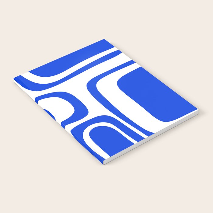 Palm Springs Mid-Century Modern Abstract Minimalist Pattern Royal Blue and White Notebook Gallery Image 1