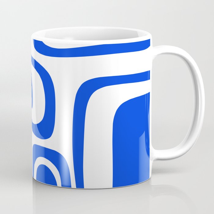 Palm Springs Mid-Century Modern Abstract Minimalist Pattern Royal Blue and White Coffee Mug Gallery Image 1