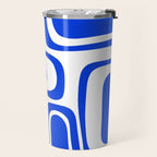 Palm Springs Mid-Century Modern Abstract Minimalist Pattern Royal Blue and White Travel Mug Gallery Image 2
