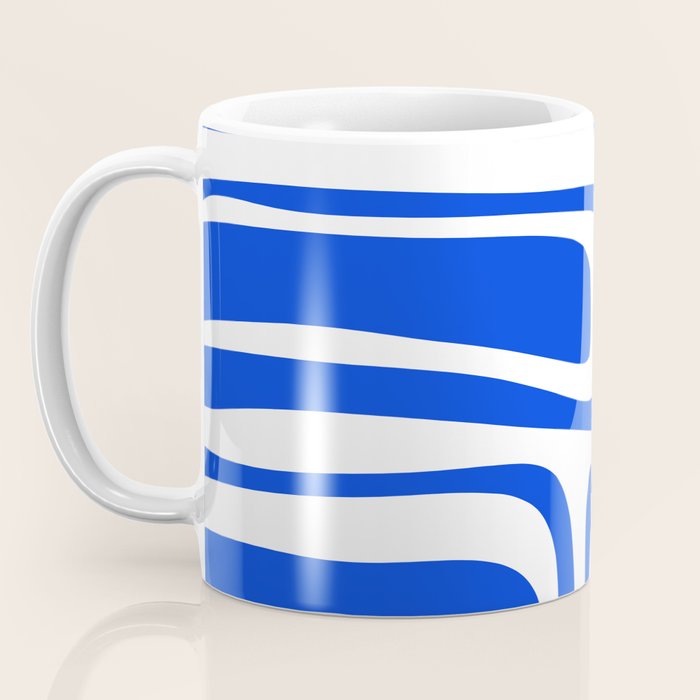 Palm Springs Mid-Century Modern Abstract Minimalist Pattern Royal Blue and White Coffee Mug Gallery Image 3