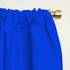 Palm Springs Mid-Century Modern Abstract Minimalist Pattern Royal Blue and White Window Curtain Gallery Image 2