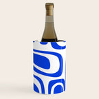 Palm Springs Mid-Century Modern Abstract Minimalist Pattern Royal Blue and White Wine Chiller Gallery Image 1