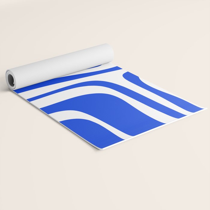 Palm Springs Mid-Century Modern Abstract Minimalist Pattern Royal Blue and White Yoga Mat Gallery Image 2