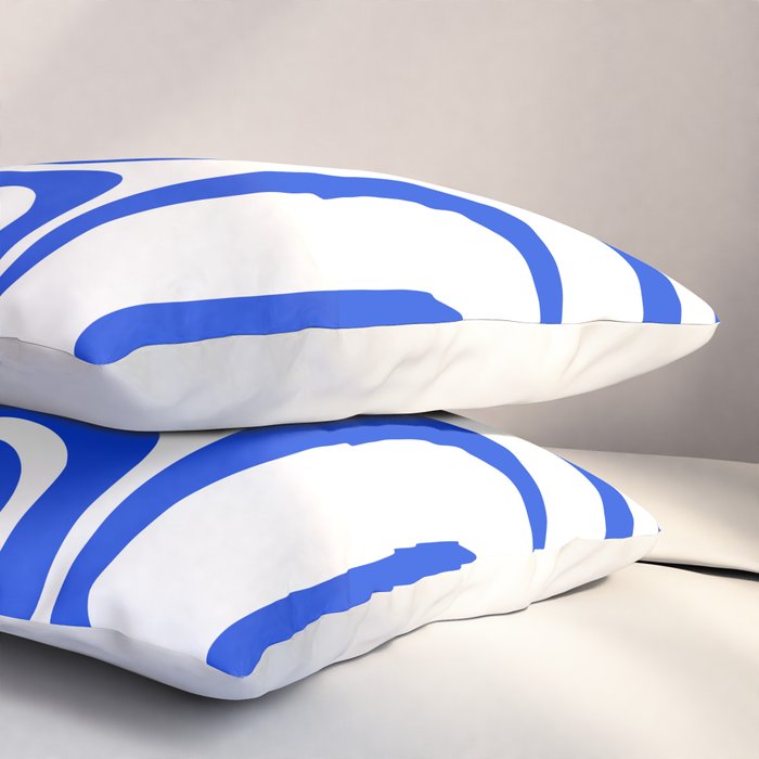 Palm Springs Mid-Century Modern Abstract Minimalist Pattern Royal Blue and White Pillow Sham Gallery Image 3