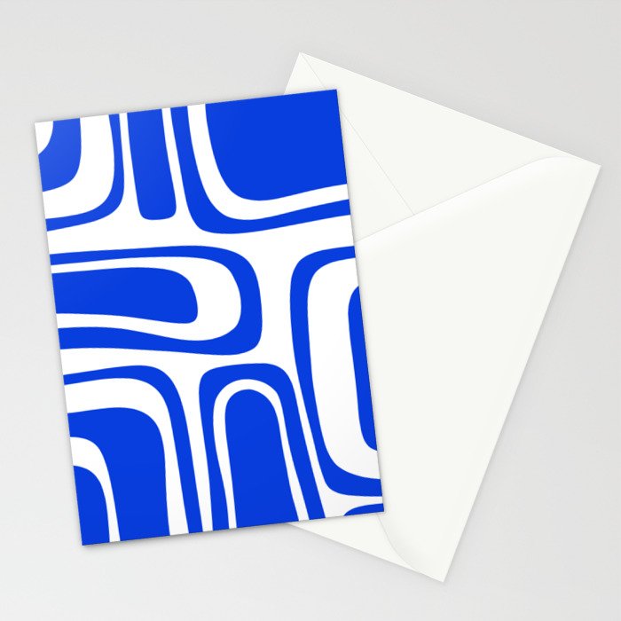 Palm Springs Mid-Century Modern Abstract Minimalist Pattern Royal Blue and White Stationery Card Gallery Image 2