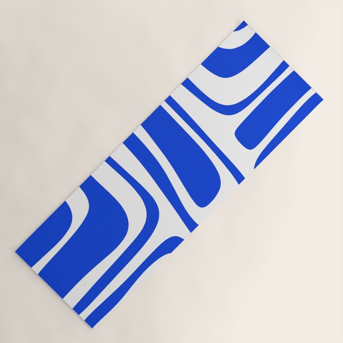 Palm Springs Mid-Century Modern Abstract Minimalist Pattern Royal Blue and White Yoga Mat Gallery Image 1